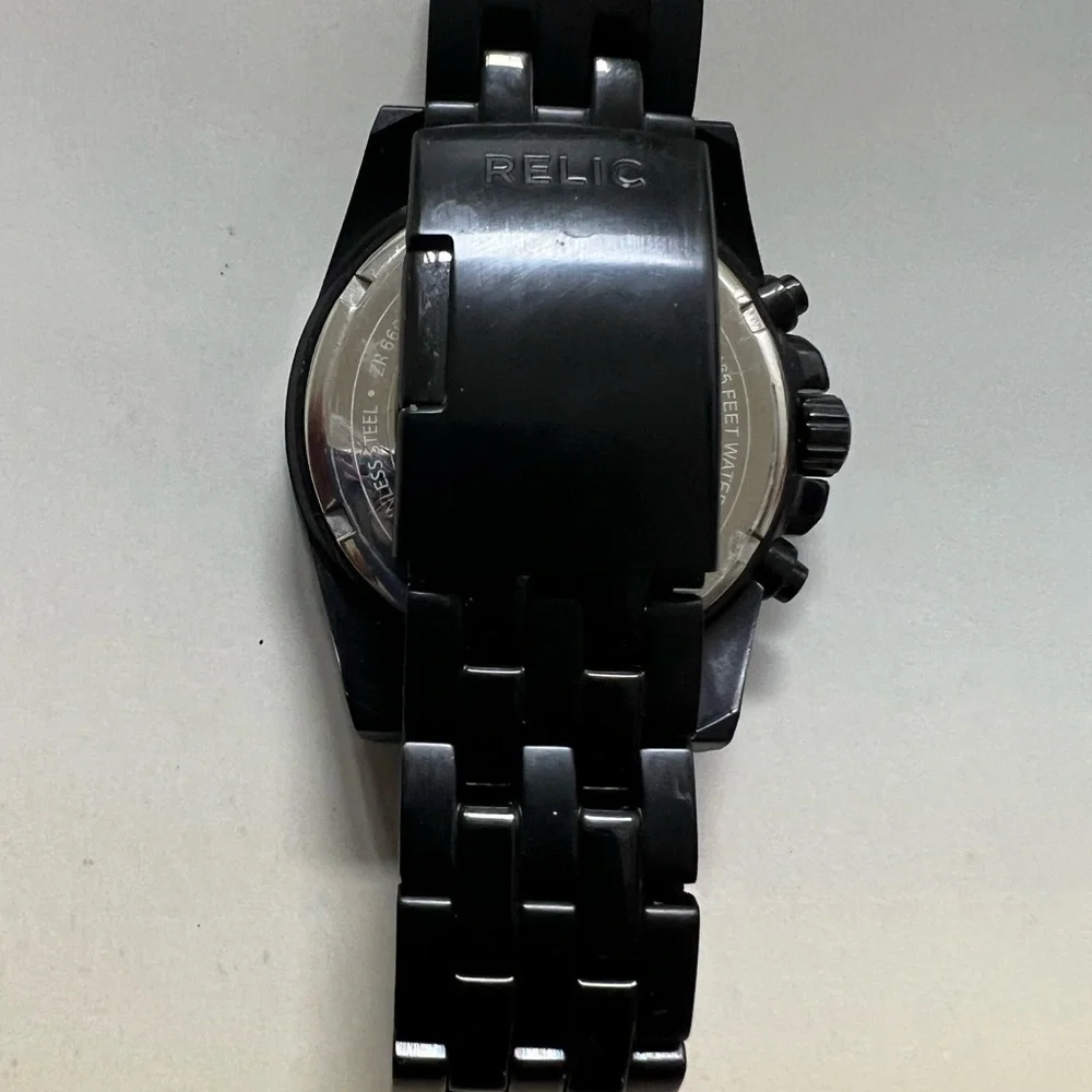 Relic Black and Blue Chronograph Timepiece